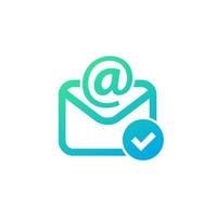 e-mail, icona della posta con un segno di spunta vettore
