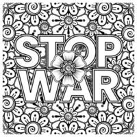 no war e stop war banner o modello di carta con fiore mehndi vettore