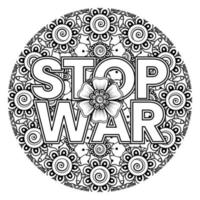 no war e stop war banner o modello di carta con fiore mehndi vettore