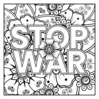 no war e stop war banner o modello di carta con fiore mehndi vettore