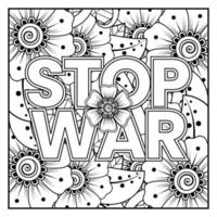 no war e stop war banner o modello di carta con fiore mehndi vettore