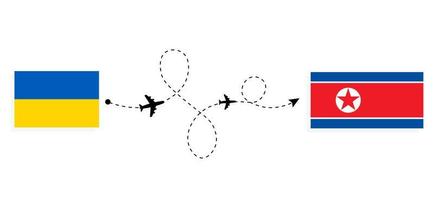 volo e viaggio dall'ucraina alla corea del nord in base al concetto di viaggio in aereo passeggeri vettore