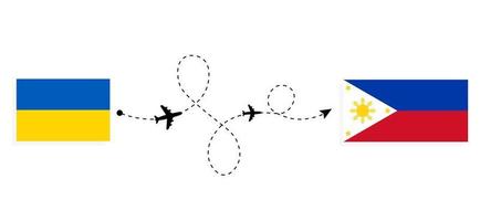 volo e viaggio dall'ucraina alle filippine con il concetto di viaggio in aereo passeggeri vettore