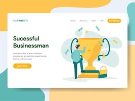 Modello di pagina di destinazione di successo Businessman Illustration Concept. Moderno concetto di design piatto di progettazione di pagine Web per sito Web e sito Web mobile. Illustrazione di vettore