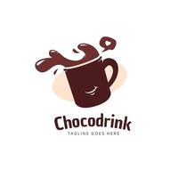 sorriso felice bevanda al cioccolato logo icona concetto illustrazione vettore