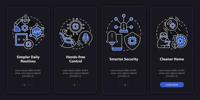 tecnologia intelligente per la modalità notte degli anziani che integra lo schermo dell'app mobile. procedura dettagliata 4 passaggi pagine di istruzioni grafiche con concetti lineari. ui, ux, modello gui. sono stati utilizzati una miriade di caratteri normali in grassetto vettore