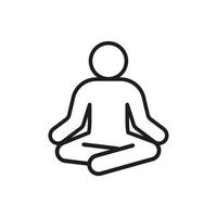 meditare yoga, persona seduta nella posizione del loto, icona della linea. relax, tranquillità, riposo, mantieni la calma. illustrazione vettoriale