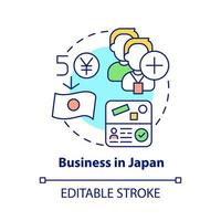 affari in Giappone concetto icona. Paese per affari idea astratta linea sottile illustrazione. forza lavoro di prima qualità. disegno di contorno isolato. tratto modificabile. roboto-medium, una miriade di caratteri pro-grassetto utilizzati vettore