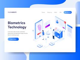 Modello di pagina di destinazione del concetto di illustrazione isometrica tecnologia biometrica. Concetto di design piatto isometrica della progettazione di pagine Web per sito Web e sito Web mobile. Illustrazione di vettore