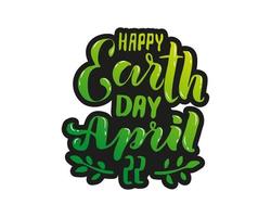 testo scritto a mano 'happy earth day'. testo abbozzato vettoriale per modello di banner cartolina. tipografia per il concetto di ecologia ecologica. sfondo dell'ambiente mondiale. illustrazione vettoriale.