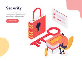 Concetto di illustrazione di sicurezza e accesso. Concetto di design isometrico di progettazione di pagine Web per sito Web e sito Web mobile. Illustrazione di vettore