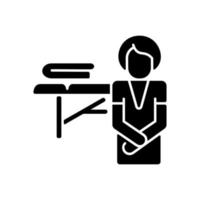 icona del glifo nero del massaggiatore. fisioterapista professionista. operatore sanitario. certificazione di massaggiatore. trattamento Spa. simbolo della siluetta su spazio bianco. illustrazione vettoriale isolato