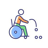 icona colore boccia rgb. sport di lancio della palla di precisione. gioco competitivo individuale e di squadra. sportivo con disabilità fisica. illustrazione vettoriale isolata. semplice disegno a tratteggio pieno