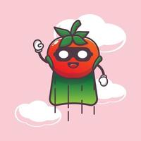 illustrazione del personaggio dei cartoni animati di super pomodoro carino vettore