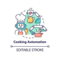 icona del concetto di automazione della cottura. tecnologia e innovazione. illustrazione della linea sottile dell'idea astratta della cucina automatizzata. disegno di contorno isolato. tratto modificabile. roboto-medium, una miriade di caratteri pro-grassetto utilizzati vettore