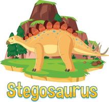 wordcard dinosauro per stegosauro vettore