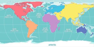 mappa del mondo a colori vettore