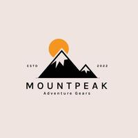 design del logo della montagna. perfetto per il campeggio, l'avventura all'aria aperta, la spedizione, lo sci e l'arrampicata. illustrazione di arte vettoriale