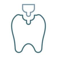 icona a due colori della linea di riempimento dentale vettore