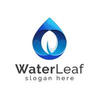 goccia d'acqua con modello vettoriale di design del logo a gradiente fogliare