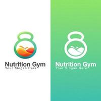 logo moderno della palestra di fitness di nutrizione. modello di vettore di progettazione di logo di palestra di succo di frutta