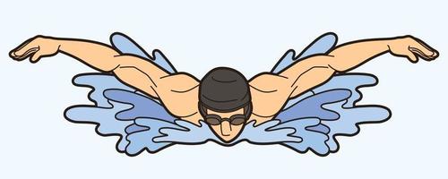 un uomo che nuota sport nuotatore azione farfalla