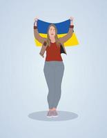 giovani donne che tengono la bandiera dell'ucraina vettore