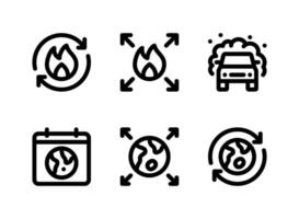 semplice set di icone di linee vettoriali relative ai cambiamenti climatici. contiene icone come emissioni di carbonio, inquinamento automobilistico, giornata della terra e altro ancora.
