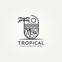 logo della linea minimalista dell'isola della spiaggia tropicale vettore