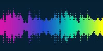 disegno dell'onda sonora mezzitoni vettoriale. sfondo texture astratta con vibrante forma d'onda multicolore su sfondo scuro vettore