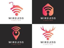 raccolta di design del logo wireless per aziende e aziende vettore