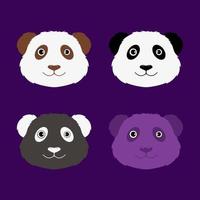 raccolta di icona del design del viso del fumetto del panda. confezione di simpatico cartone animato panda faccia illustrazione vettoriale. vettore