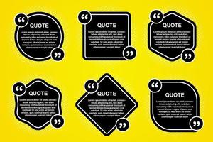 fumetto giallo nero set premium quote box frame vector collection