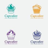 impostare il modello di vettore di progettazione del logo del bigné. icona di cupcakes da forno.