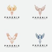 impostare il modello di progettazione dell'illustrazione vettoriale del logo phoenix