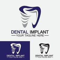 concetto di design vettoriale del logo dell'impianto dentale