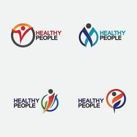 impostare il modello di progettazione dell'illustrazione di vettore del logo delle persone di salute