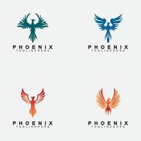 impostare il modello di progettazione dell'illustrazione vettoriale del logo phoenix