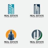 impostare il modello del logo aziendale immobiliare, l'edificio, lo sviluppo immobiliare e il vettore del logo della costruzione