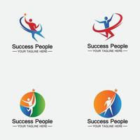 impostare il modello di progettazione di vettore di logo persone di successo