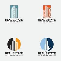 impostare il modello del logo aziendale immobiliare, l'edificio, lo sviluppo immobiliare e il vettore del logo della costruzione