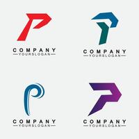impostare la lettera p logo illustrazione vettoriale design