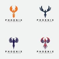 impostare il modello di progettazione dell'illustrazione vettoriale del logo phoenix