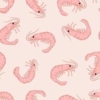 modello di gamberi rosa. modello vettoriale disegnato a mano senza soluzione di continuità. concetto di pesce. modello alimentare mediterraneo. design della trama di frutti di mare per banner web e stampa.