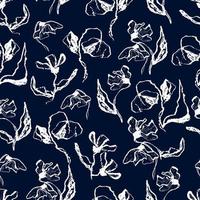 fiori di vettore senza cuciture con foglie. illustrazione botanica per carta da parati, tessile, tessuto, abbigliamento, carta, cartoline