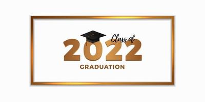 classe del 2022 cappello di laurea con cornice laureati accademia dalla scuola superiore universitaria collage con sfondo bianco vettore