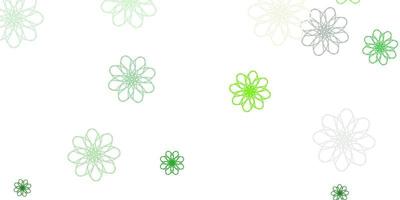 modello di doodle vettoriale verde chiaro, giallo con fiori.