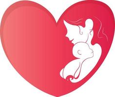 illustrazione vettoriale della festa della mamma spazio bianco minimo all'interno del cuore amore e cura della madre per il suo bambino.