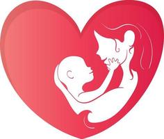 illustrazione vettoriale della festa della mamma spazio bianco minimo all'interno del cuore amore e cura della madre per il suo bambino.