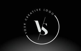 design del logo della lettera bianca vs serif con taglio intersecato creativo. vettore